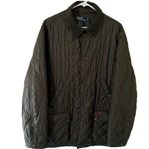 Ralph Lauren Vintage Quilted Multi Pocket Army Green Field Jacket Men's Large
